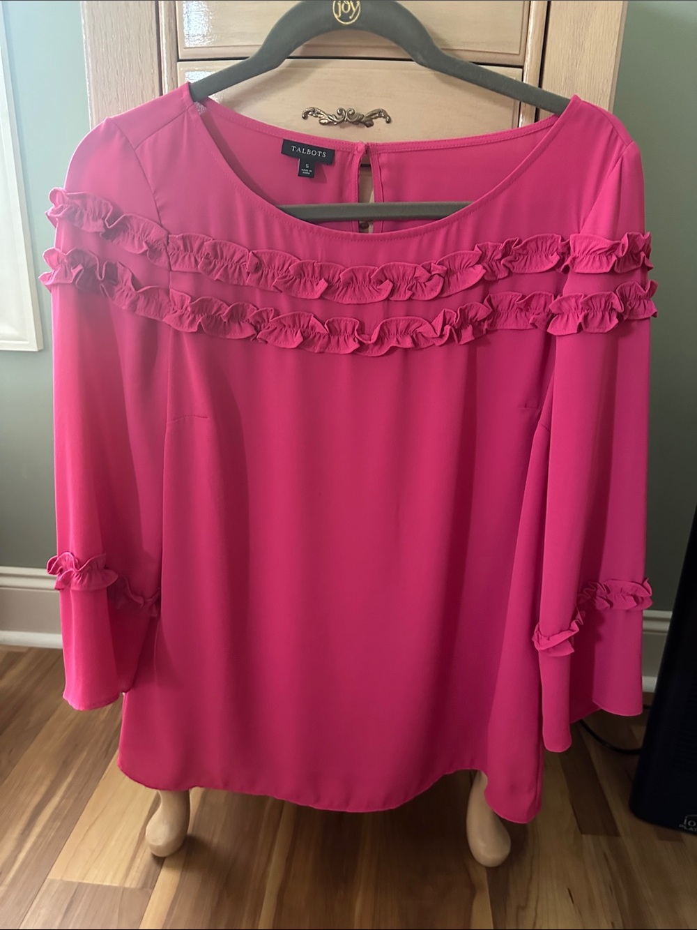 Talbots Bright Fuchsia Ruffle-Trim Blouse
